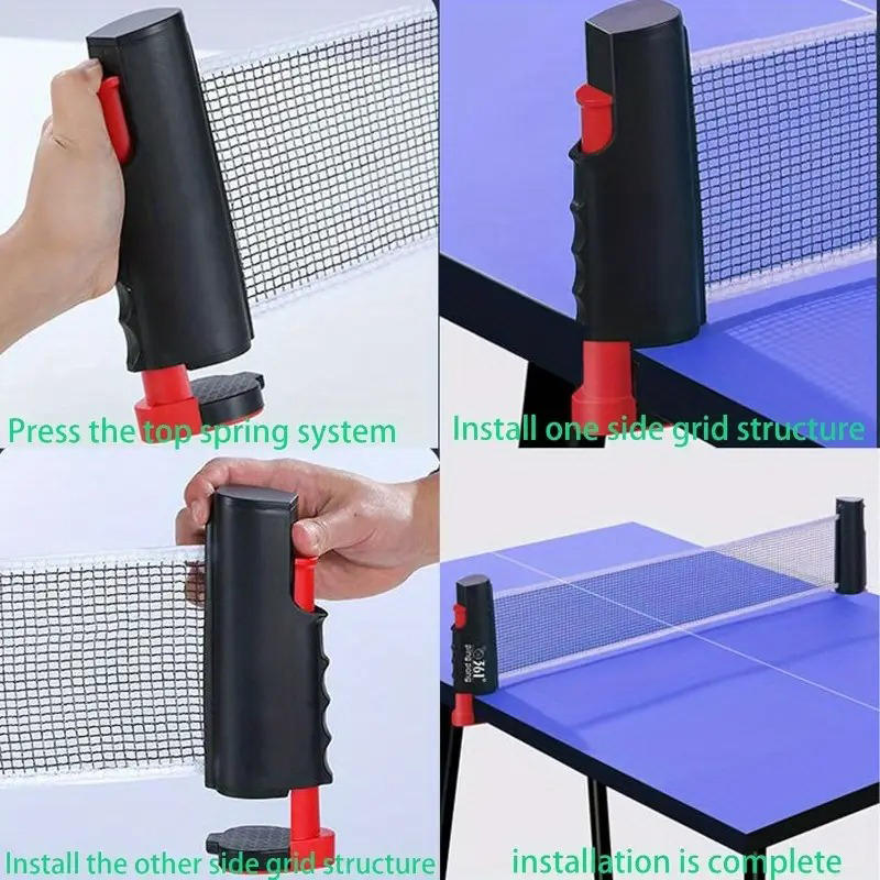 Table Tennis How To Play - อุปกรณ์เสริมสำหรับกีฬาปิงปอง ตาข่ายปิงปองแบบพับเก็บได้ ใช้ได้ทุกที่ รุ่นฮิตปี 2025 พร้อมเสาสำรอง