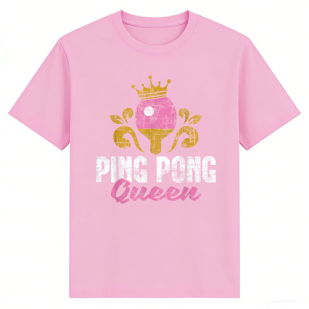 Table Tennis Queen - เสื้อยืดลายกราฟิก Ping Pong Queen ลายมงกุฎวินเทจ พิมพ์ลายไม้ปิงปอง