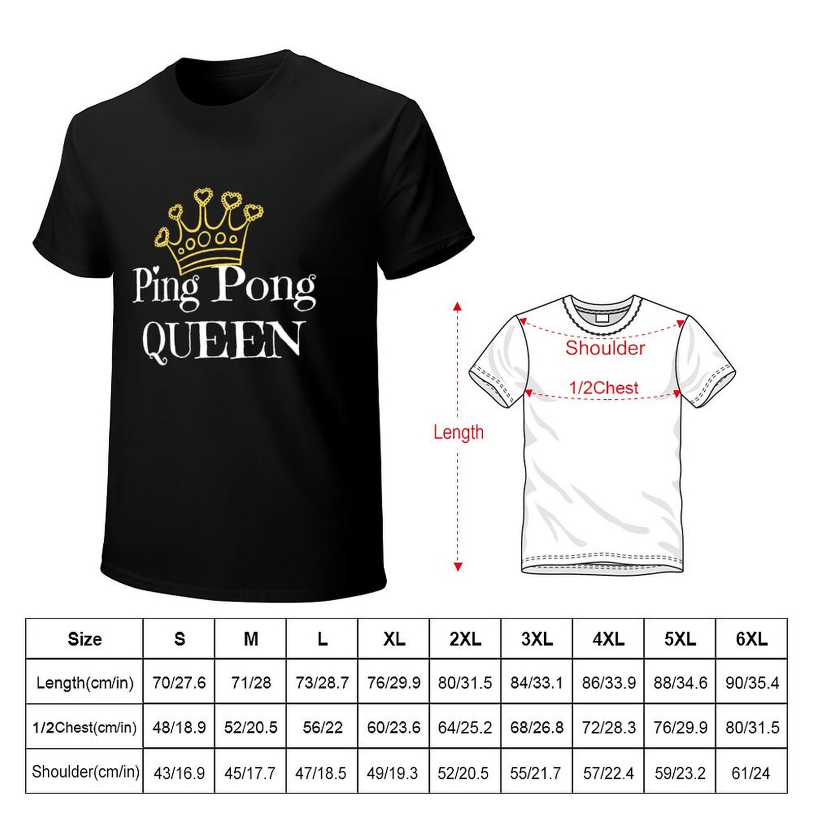 เสื้อยืดคอกลมสำหรับคนรักปิงปอง - Table Tennis Queen บทวิจารณ์และราคา